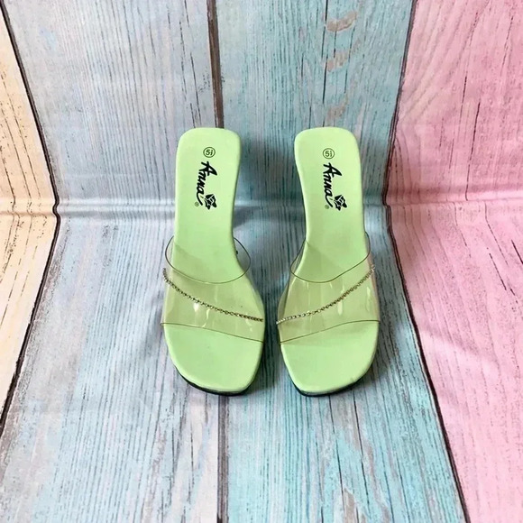 Y2K clear heel square toe open toe sandal high heels size 5.5 - Picture 4 of 10